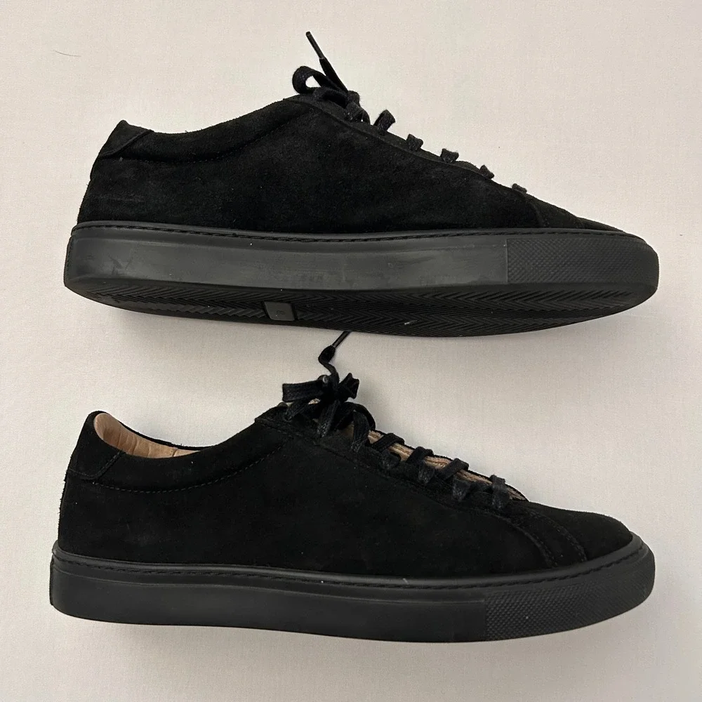 SuitSupply Shoes Mens 10‎ Black Suede Low Top Lace-Up Sneakers Dress Casual
